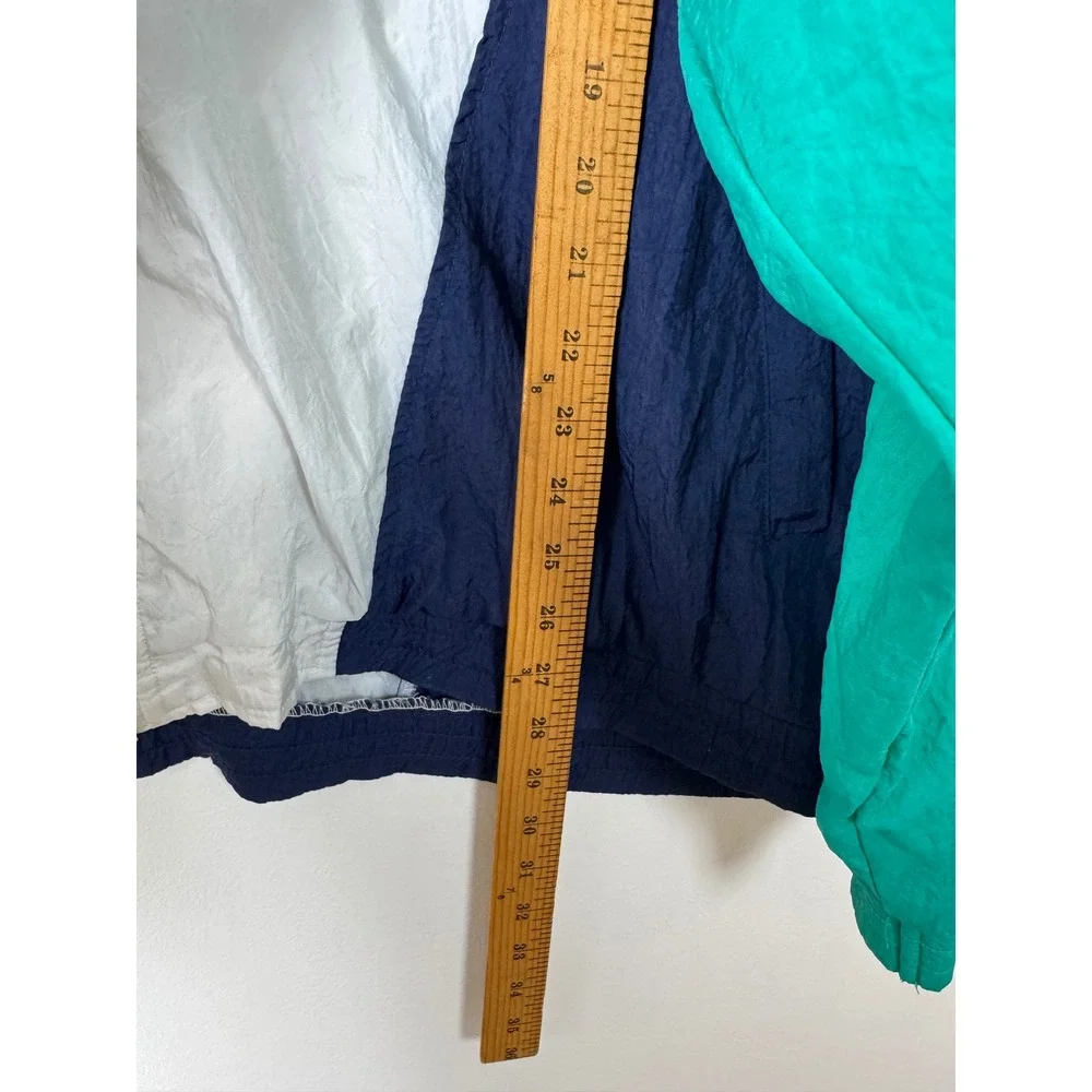 90s Sportime Actionwear Mens 2XLXT Windbreaker Teal White Navy Colorblock Jacket